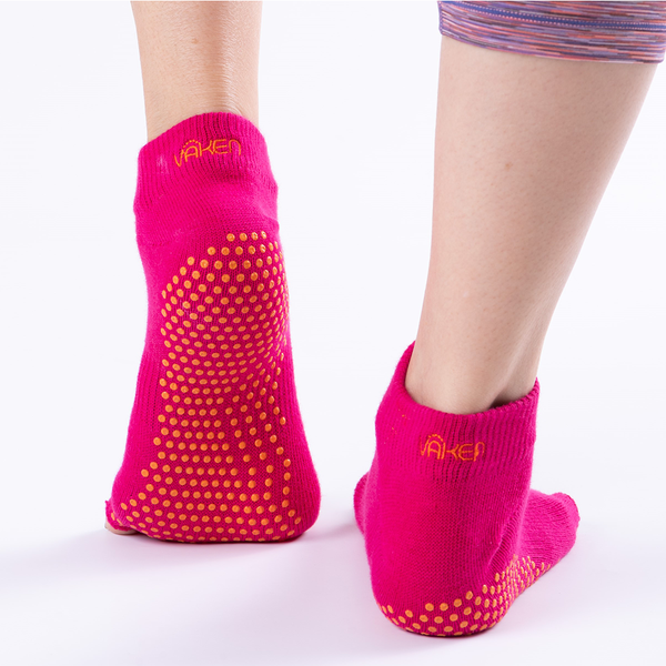 Vaken Grip Socks-1 Pair/Pack - Pink Dot Orange – YogaAum