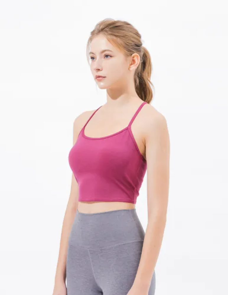 easyoga LA-VEDA Exquisite X Cropped Tank - M45 M-Red Violet
