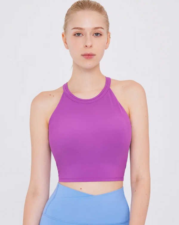 easyoga LA-VEDA Imperial Ripple Cropped  Tank - P06 Red Purple