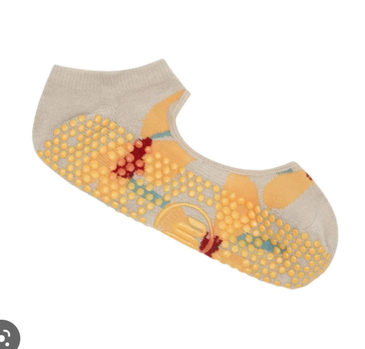 MoveActive Slide On Non Slip Grip Sock -  Hibiscus Yellow