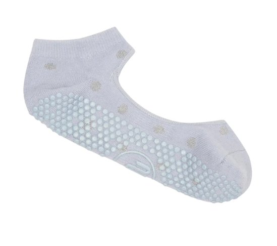 MoveActive Slide On Non Slip Grip Sock - Baby Blue With Silver Sparkle Spots