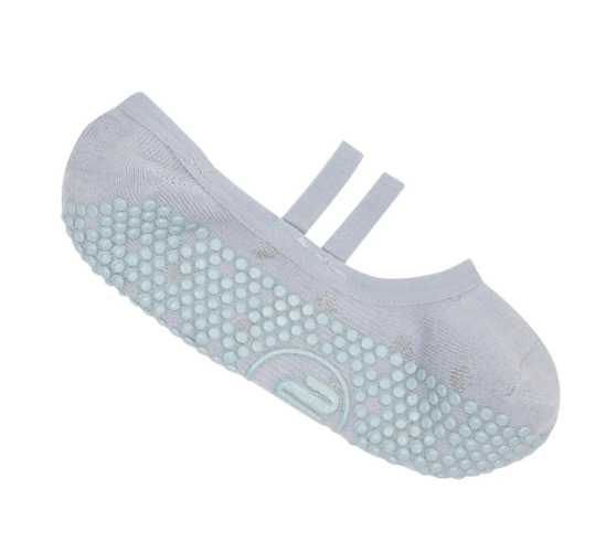 MoveActive Ballet Non Slip Grip Socks - Baby Blue With Silver Sparkle Spots