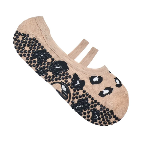 MoveActive Ballet Non Slip Grip Socks - Cheetah Musk