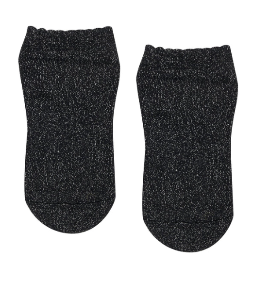 MoveActive Classic Low Rise Non Slip Grip Socks - Black Sparkle Frill
