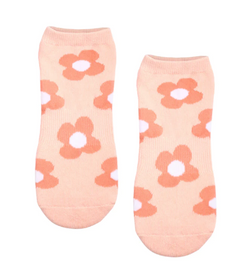 MoveActive Classic Low Rise Non Slip Grip Socks - Flower Powder Papaya