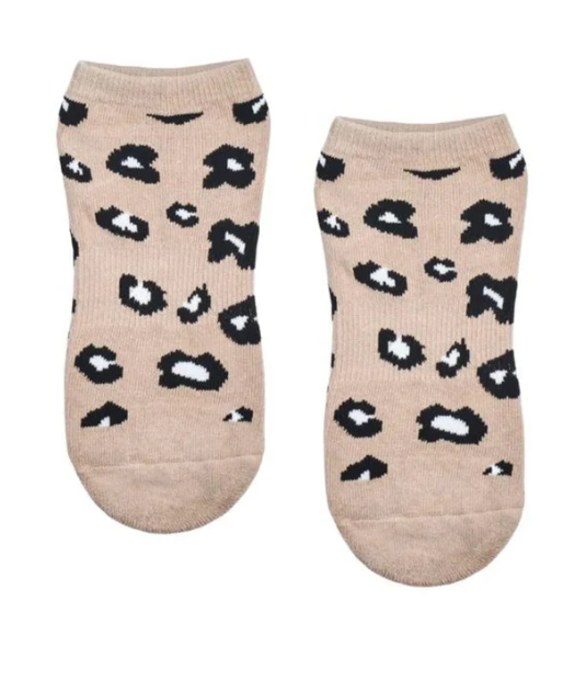 MoveActive Classic Low Rise Non Slip Grip Socks - Cheetah Nude