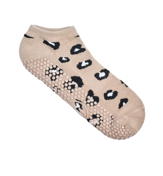 MoveActive Classic Low Rise Non Slip Grip Socks - Cheetah Nude
