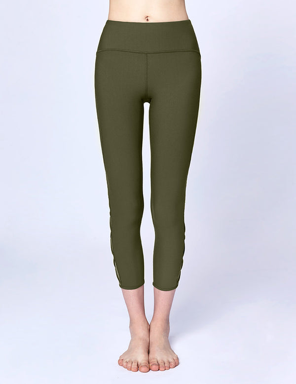 easyoga LA-VEDA Ethereal Lattice Cropped Pants - G30 Moss Green