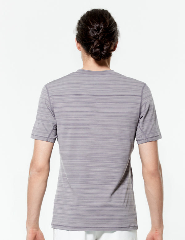 easyoga LESPIRO Men's Sheen Athlete Tee - D67 Gray Stripe