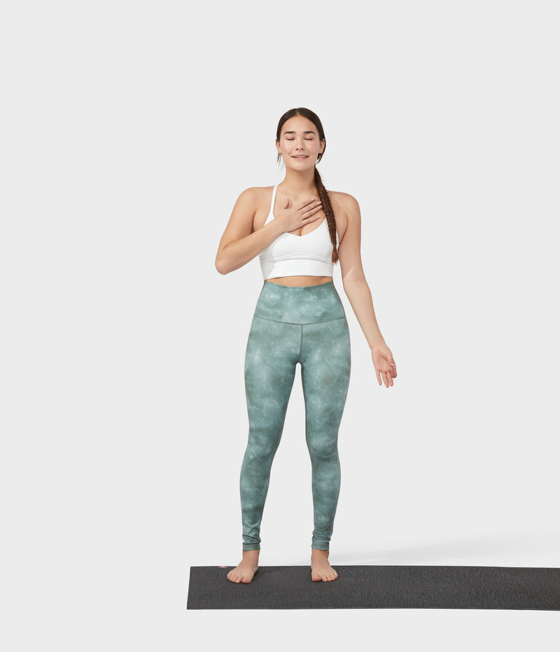 Manduka Apparel - Women's Performance Legging - High Rise Printed - Tie Dye Camo Green