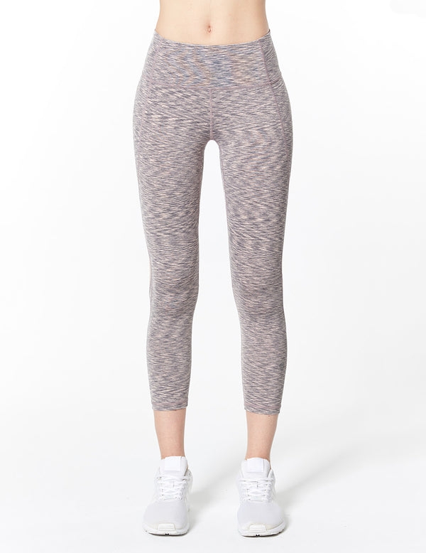 easyoga LESPIRO Move Up Cropped Tights - D62 Gray Pink Strip