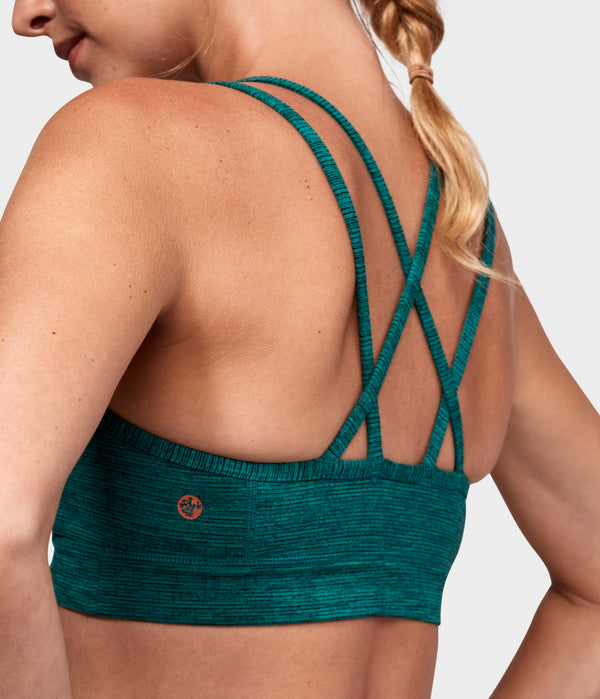 Manduka Apparel - Women's Cross Strap Bra 01 - Heather Emerald