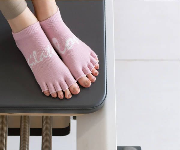 MoveActive Toeless Non Slip Grips Socks - Love Pilates Dusty Pink