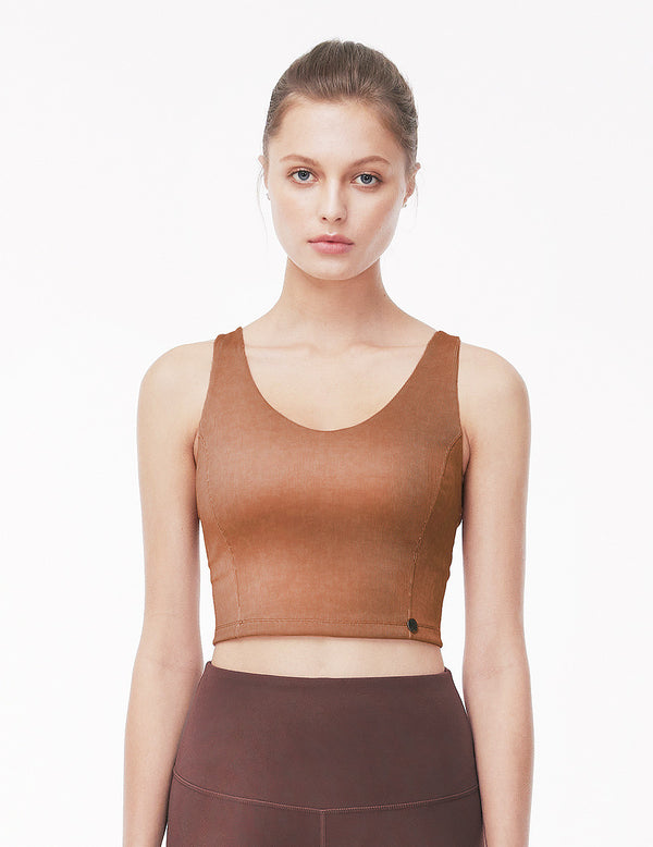 easyoga LA-VEDA Vintage Rib Cropped Tank - R37 Cedar Red