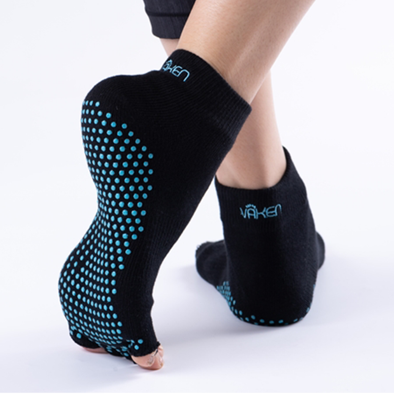 Vaken Grip Socks Half Toe-1 Pair/Pack - Black Dot Green