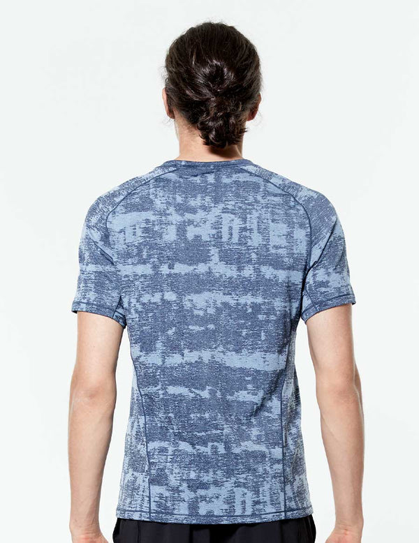 easyoga LESPIRO Men's Ondes Athlete Tee - FC3 Brush Stroke Blue