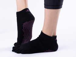 Vaken Grip Socks Full Toe-1 Pair/Pack - Black Dot Purple