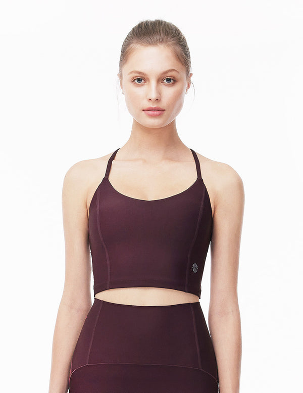 easyoga LESPIRO V-Neck Cross Back Cropped Tank - P19 Blackberry Purple