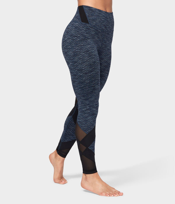 Manduka Apparel - Women's Movement Mesh Legging - Indigo Jacquard