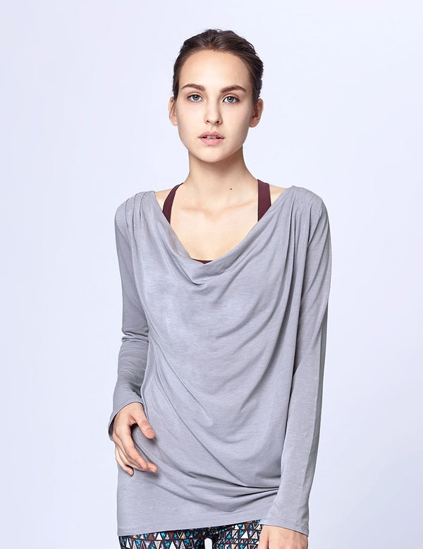 easyoga LESPIRO Laid-Back Drape Top - A5 Light Gray