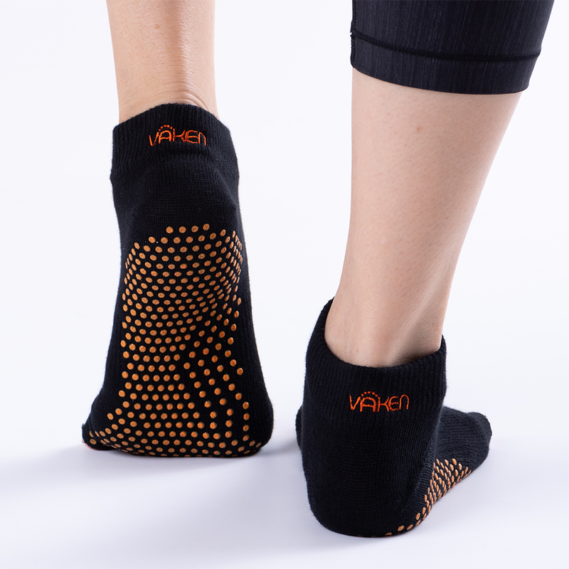 Vaken Grip Socks-2 Pairs/Pack - Black Dot Grey and Orange