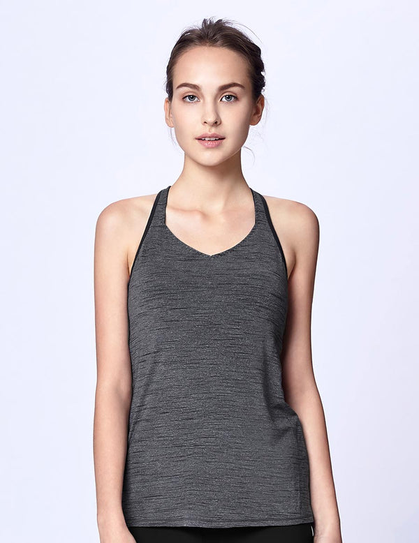 easyoga LA-VEDA Limber Up Layered Tank - M26 M-Gray Tigerstripe