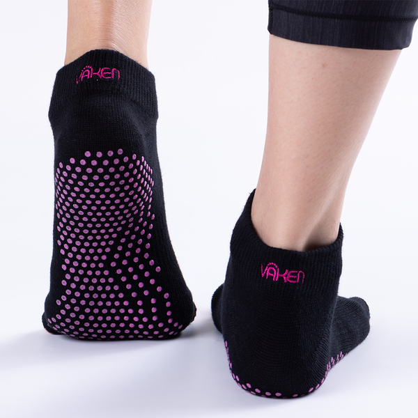 Vaken Grip Socks-1 Pair/Pack - Black Dot Pink