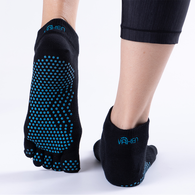 Vaken Grip Socks Full Toe-1 Pair/Pack - Black Dot Blue