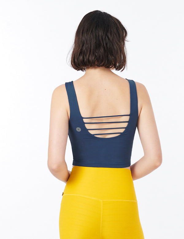 easyoga LA-VEDA Striped Cropped Tank - D68 Navy Stripe