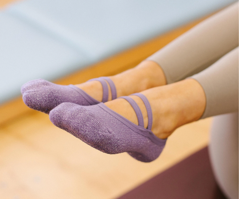 MoveActive Ballet Non Slip Grip Socks - Organic Sparkle Violet