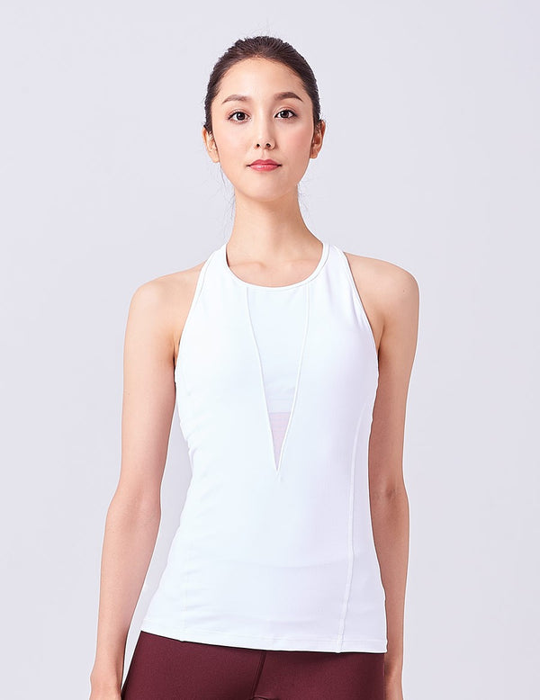 easyoga LA-VEDA Noble V-Mesh Tank - W02 Snow White