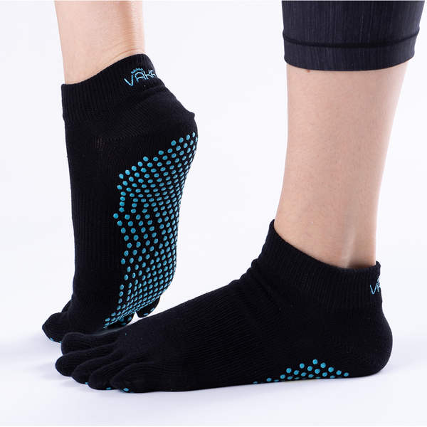 Vaken Grip Socks Full Toe-1 Pair/Pack - Black Dot Green