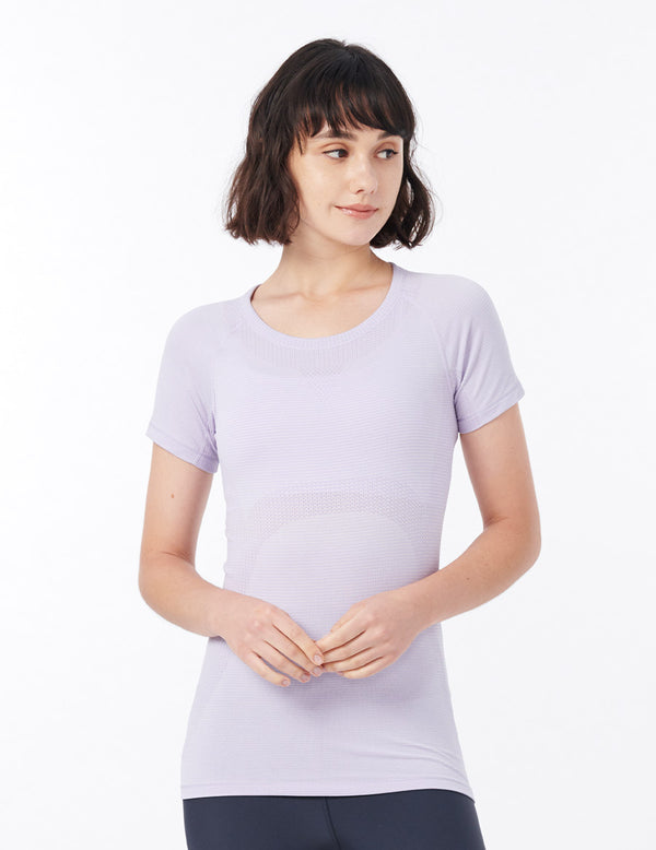 easyoga LESPIRO Seamless Fulfill Tee - D47 Light Purple Stripe