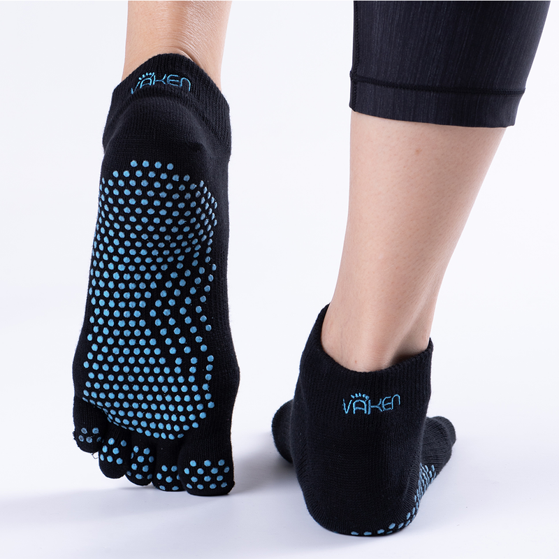 Vaken Grip Socks Full Toe-1 Pair/Pack - Black Dot Green