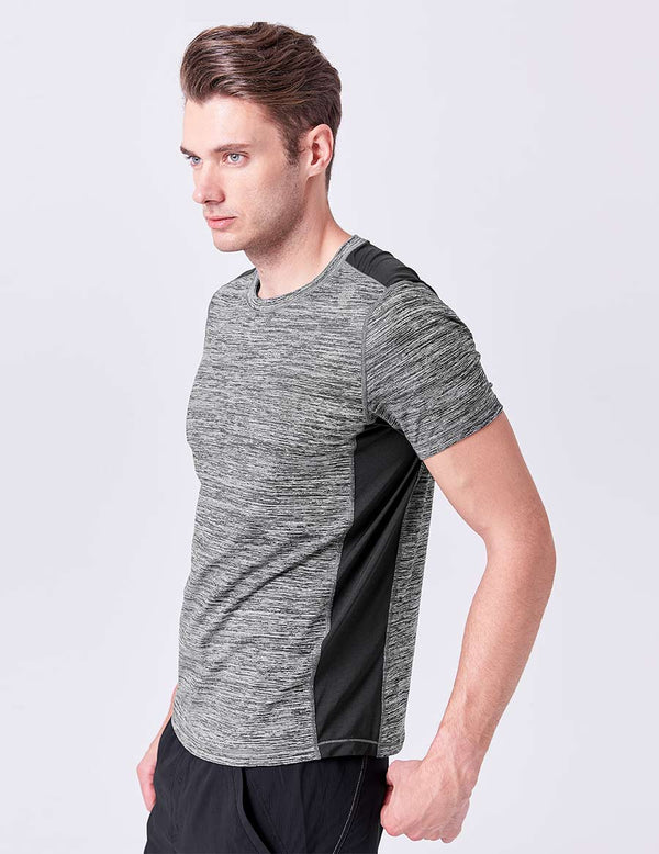 easyoga LESPIRO Men's Motileme Sports Tee - D50 Black Gray Stripe