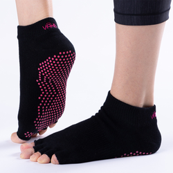 Vaken Grip Socks-2 Pairs/Pack - Black Dot Pink and Purple