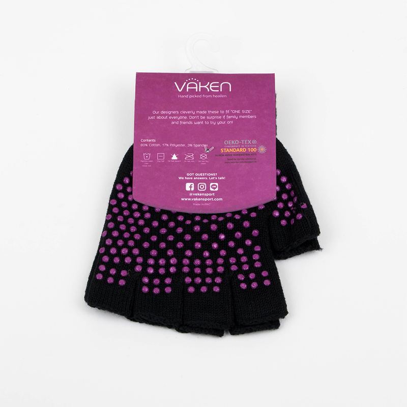 Vaken Grip Gloves-1 Pairs/Pack - Black Dot Purple