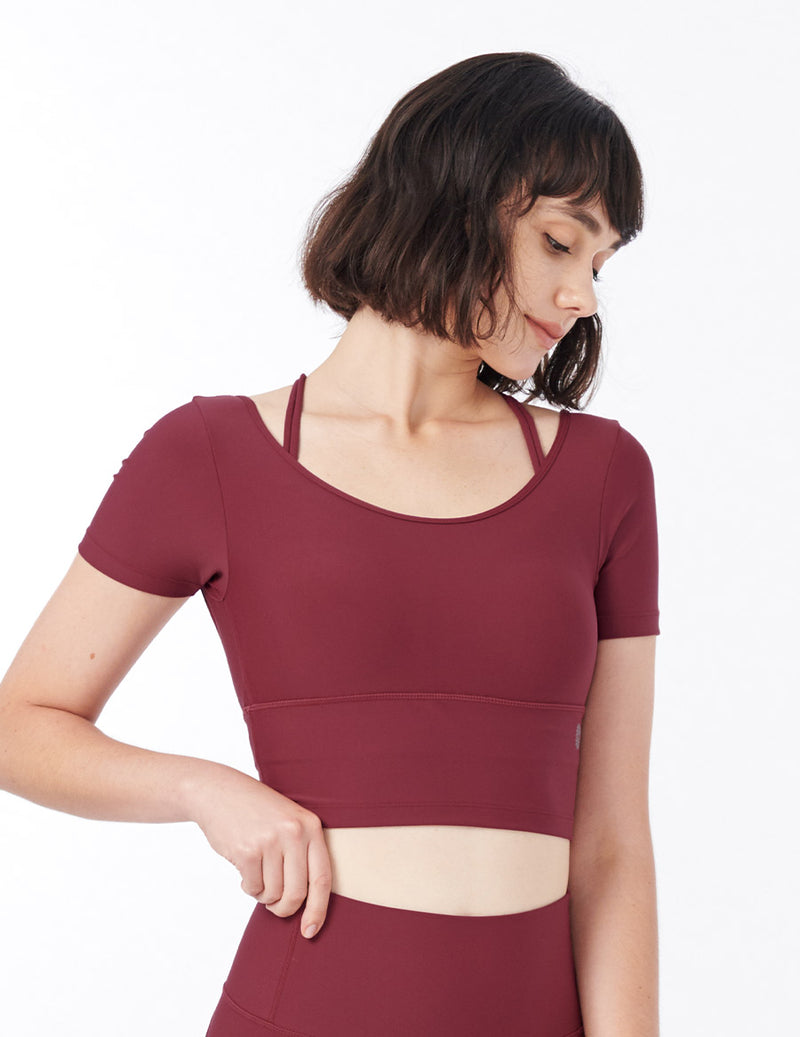 easyoga LESPIRO Elegant Cropped Tank - R5 Wine Red