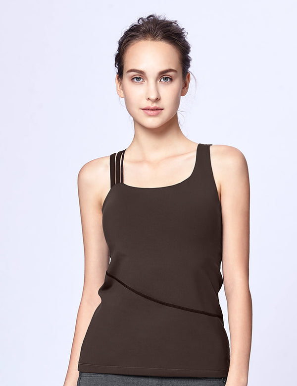 easyoga LA-VEDA Asym Exquis Tank - C1 Dark Brown