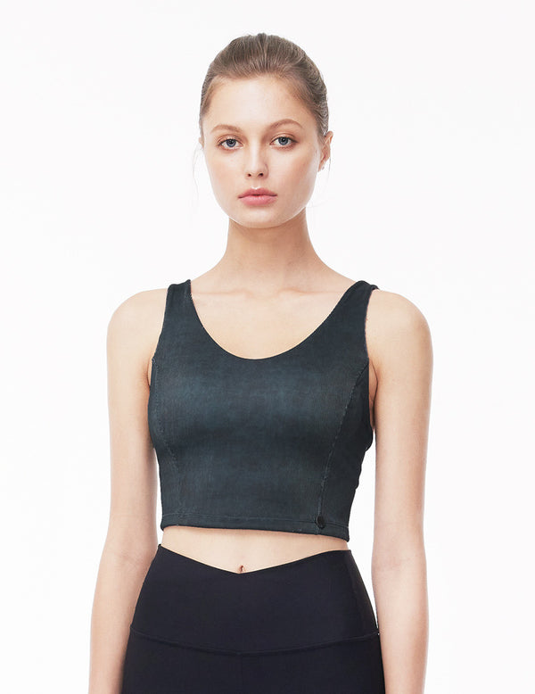 easyoga LA-VEDA Vintage Rib Cropped Tank - B18 Twilight Blue