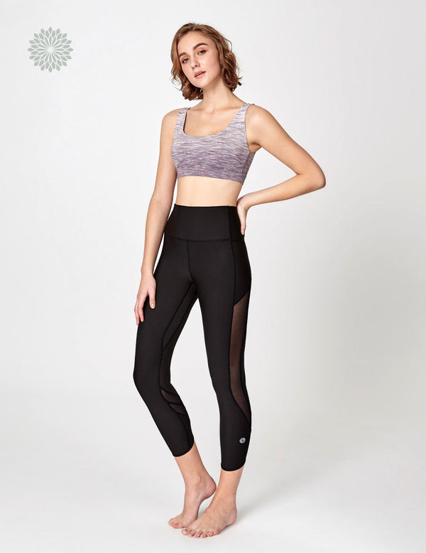 easyoga LA-VEDA Groovin' Mesh Cropped Tights - L1 Black