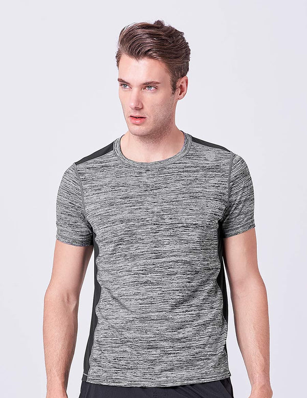 easyoga LESPIRO Men's Motileme Sports Tee - D50 Black Gray Stripe