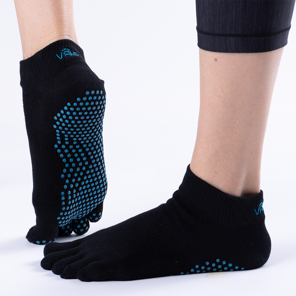 Vaken Grip Socks Full Toe-1 Pair/Pack - Black Dot Blue