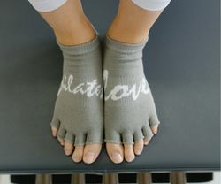 MoveActive Toeless Non Slip Grips Socks - Love Pilates Sea Green