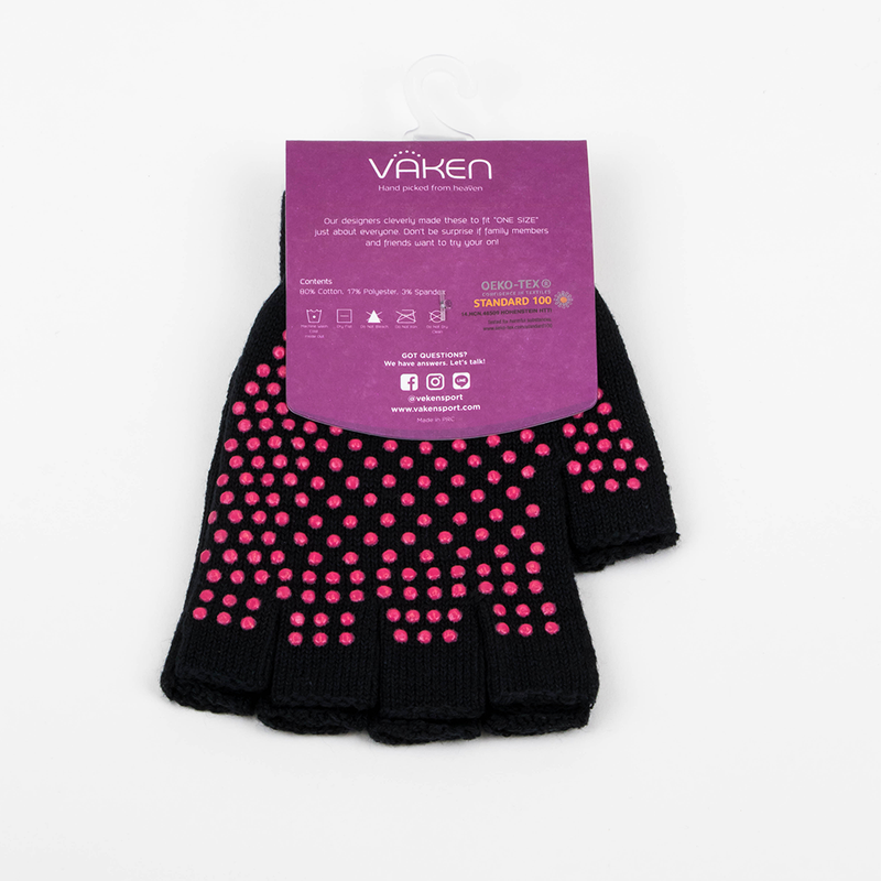 Vaken Grip Gloves-1 Pairs/Pack - Black Dot Pink