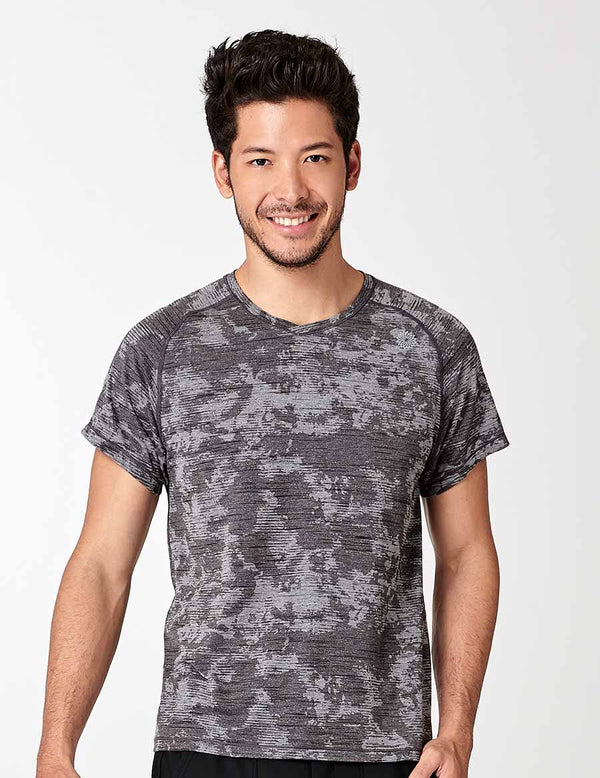 easyoga LA-VEDA Men's Action Tee - FA7 Devoré M-Gray