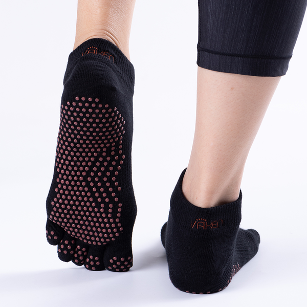 Vaken Grip Socks Full Toe-1 Pair/Pack - Black Dot Brown