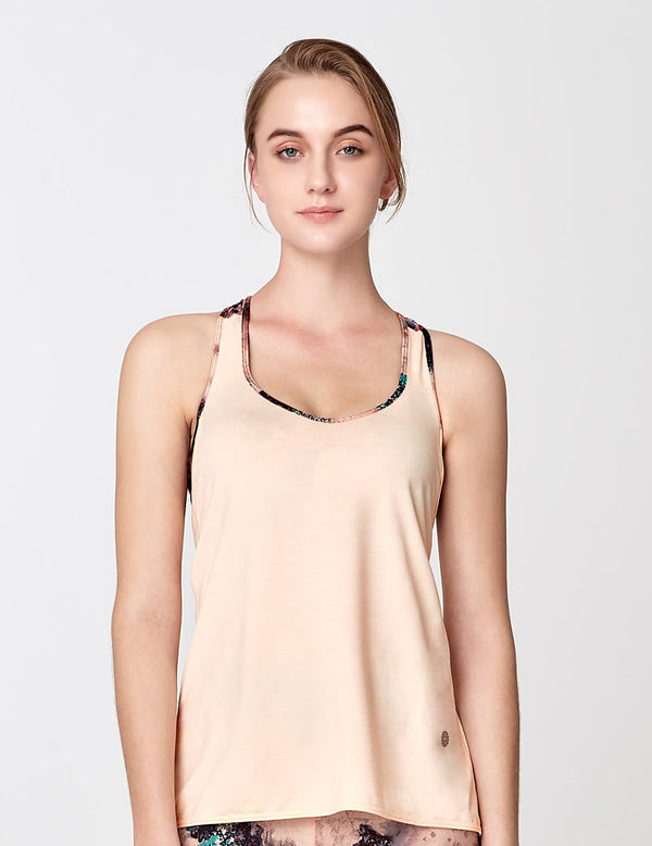 easyoga LESPIRO Tie-UP Tank - M34 M-White Peach