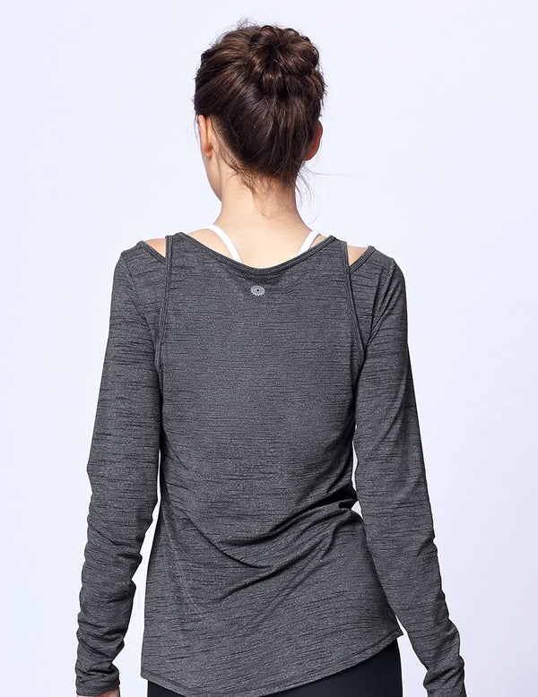 easyoga LA-VEDA Revive Layerd Long  Sleeve - M26 M-Gray Tigerstripe