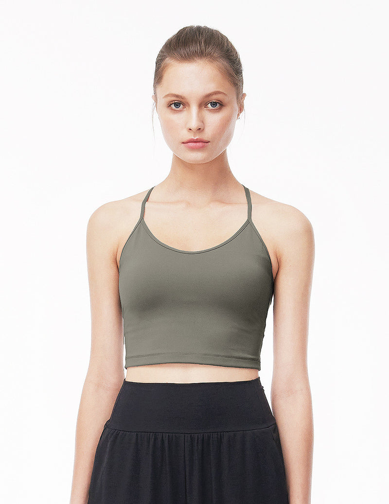 easyoga LA-VEDA Linear Back Shaping Cropped Tank - A16 Mist Gray